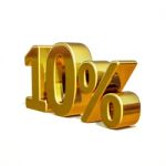 3d Gold 10 Ten Percent Discount Sign Stock Photo