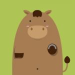 Cute Fat Big Brown Horse Stock Photo