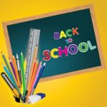 Welcome Back To School. Board With Object Tool For School Stock Photo