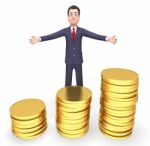 Coins Businessman Means Cash Investment And Entrepreneurial 3d R Stock Photo