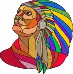 Native American Indian Chief Headdress Drawing Stock Photo