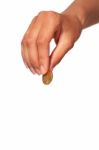 Hand With Coin Stock Photo