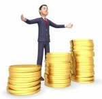 Coins Money Indicates Business Person And Monetary 3d Rendering Stock Photo