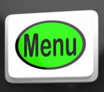 Menu Button Shows Ordering Food Menus Online Stock Photo