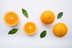 Fresh Orange Citrus Fruit On White Background Stock Photo