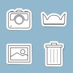 Camera Accessories Line Icon Set Stock Photo