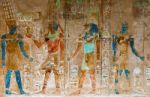 Wall Paintings In Temple Of Hatshepsut In Egypt Stock Photo