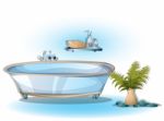 Cartoon  Illustration Interior Spa Room With Separated Layers Stock Photo