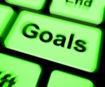 Goals Keyboard Shows Aims Objectives Or Aspirations Stock Photo