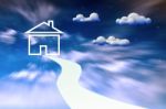 House In Clouds Stock Photo