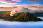 Mount Bromo Volcano (gunung Bromo)in Bromo Tengger Semeru National Park, East Java, Indonesia Stock Photo