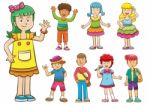 Set Of Cartoon Kids Stock Photo