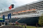 Boarding Of Queen Mary 2, The Great Luxury Cruise Ship Stock Photo