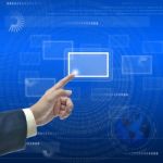 Business Hand Pointing Touch Screen Stock Photo