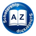 Scholarship Badge Represents Degree College And Student Stock Photo