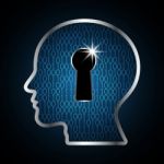 Technology Digital Future Abstract Cyber Security Human Head Key Stock Photo