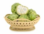 Sugar Apple In The Basket Isolated On The White Background Stock Photo