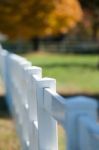 White Vinyl Fence Stock Photo