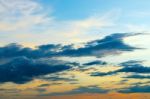 Dark Clouds And Dark Sky In Rainy Day, Cloudy And Stormy And Blue Sky Stock Photo