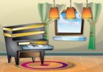 Cartoon  Illustration Interior Music Room With Separated Layers Stock Photo