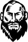 Male Big Beard Woodcut Stock Photo