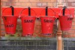 Emergency Fire Buckets Stock Photo