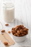 Almond Milk Organic Healthy Nut Vegan Vegetarian Drink Stock Photo