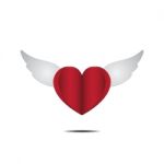 Heart With Wings Love Flat Design Icon  Illustration Stock Photo