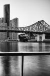 Story Bridge In Brisbane. Black And White Stock Photo