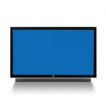 Television With Blue Screen Stock Photo