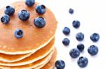 Stack Of Pancakes With Fresh Blueberries Stock Photo