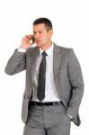 Businessman With Phone Stock Photo