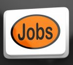 Jobs Button Shows Hiring Recruitment Online Hire Job Stock Photo