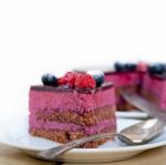 Blueberry And Raspberry Cake Mousse Dessert Stock Photo