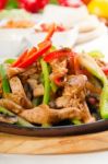 Original Fajita Sizzling Hot  On Iron Plate Stock Photo