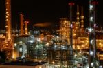 Night Scene Of Chemical Industry Stock Photo