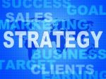 Strategy Words Indicates Solutions Vision And Trade Stock Photo