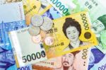 South Korean Won Currency Stock Photo