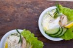 Fresh Garlic Cheese Dip Salad Stock Photo