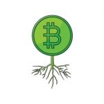 Cryptocurrency Bitcoin With Root Thin Line Flat Design Icon Vect Stock Photo