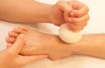 Reflexology Foot Massage, Spa Foot Treatment By Ball Herb,thaila Stock Photo