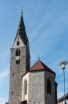 Belfry Of The Parish Church In Villanders Stock Photo