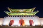 Gyeongbokgung Palace At Night In Seoul, South Korea Stock Photo