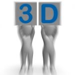 3d Placards Show Three-dimensional Printing Or Cinema Stock Photo