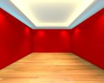 Empty Room Red Wall Stock Photo