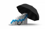 Business Graph Under The Umbrella Stock Photo