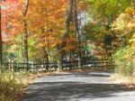 Autumn Bucks County, Pa Country Road With Fence Stock Photo