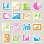 Business Graph Sticker Icon Set Stock Photo