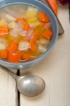 Traditional Italian Minestrone Soup Stock Photo