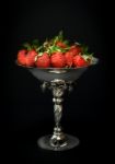 Strawberries In Antique Silver Jacob Jensen Bowl Stock Photo